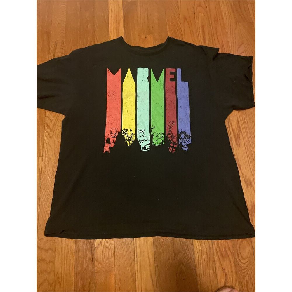 Marvel Universe Black Tshirt Spiderman Capt America Thor Unisex Adult XL‎